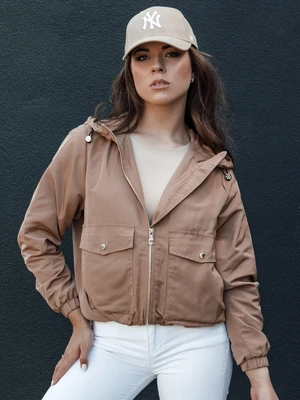 Women's transitional jacket with hood BELIJ camel Dstreet