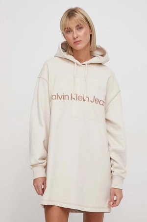 Bavlnené šaty Calvin Klein Jeans béžová farba,mini,oversize,J20J223245