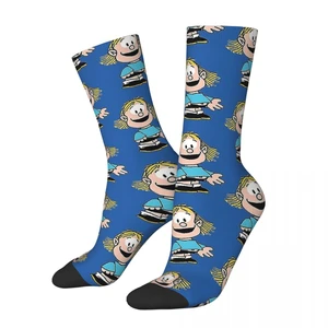 Guille Mafalda Miguelito Comic Kawaii Drawstring Socks Gym Cartoon Pattern Socks harajuku Men Happy hip hop