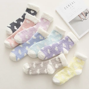 Candy Warm Lady Heart Cute Winter Kawaii Thick Casual Women Socks Fuzzy Fluffy Terry Warm Socks Short Cute Cotton Socks Female