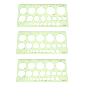 3X Green Plastic Students Rectangle Shape Drawing Circle Template Ruler