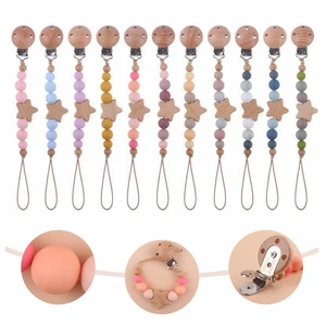 Baby Anti-drop Chain Pacifier Clips Silicone Beads Infant Nipple Appease Soother Chain Clips Dummy Holder Nipple Clip Chain