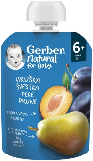 Gerber Natural Kapsička Hruška a slivka; ovocná desiata (od ukonč. 6. mesiaca)