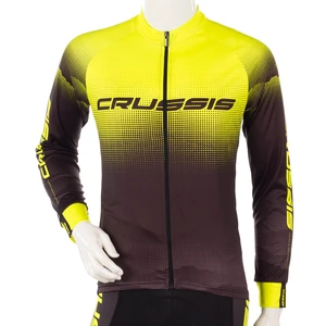 Cyklistický dres s dlouhým rukávem Crussis CSW-060  XXL  černá-fluo žlutá