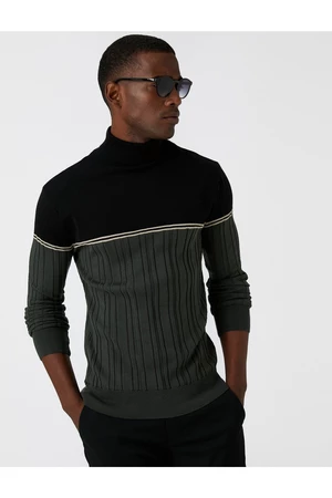 Koton Turtleneck Knitwear Sweater Color Block