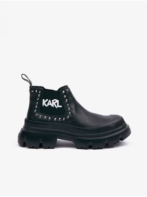 Black Leather Ankle Boots KARL LAGERFELD Trekka Max - Ladies