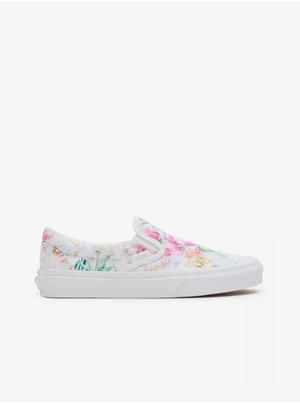 White Womens Floral Slip-on Sneakers VANS Classic - Women