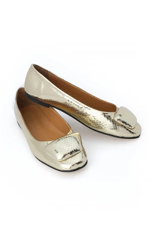 Marjin Women's Buckle Flat Flats Yunle Gold Snake