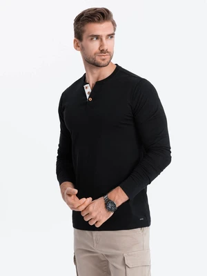 Ombre HENLEY men's neckline longsleeve - black