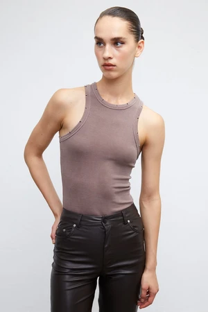 VATKALI Ribbed barbell neck crop top