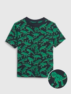 Black-green boys' T-shirt with dinosaur motif GAP