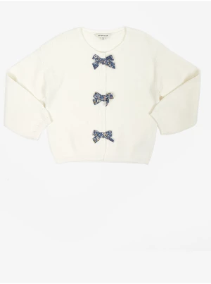 White Girly Ribbed Sweater with Tom Tailor Bows