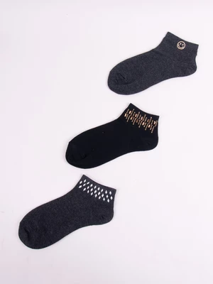 Yoclub Dámské Ponožky s Krystaly 3-Pack SKS-0001K-000B