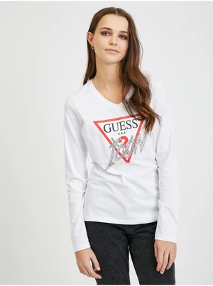 Guess Icon White Women's Long Sleeve T-Shirt - Women