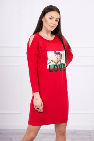 Dress with red love print