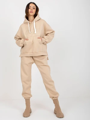 Women's tracksuit with inscription - beige