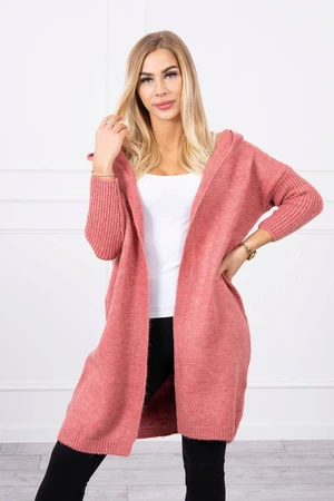 Hooded sweater dark pink