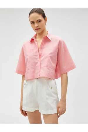 Koton Linen Blend Crop Oversize Shirt