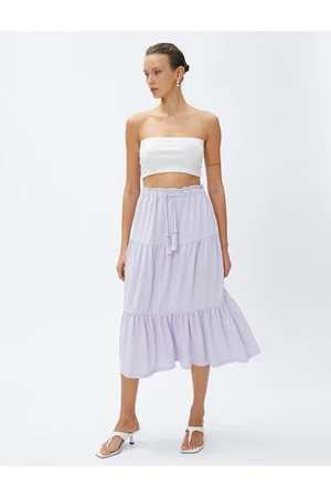 Koton Tiered Midi Skirt with Tie Waist