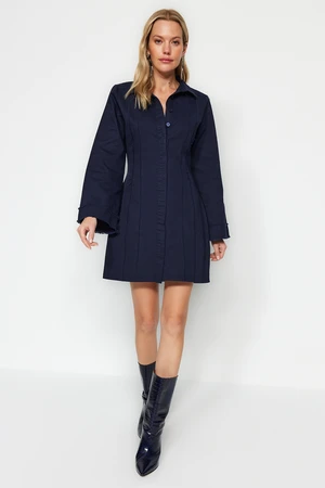 Trendyol Navy Blue Tassel Detail Mini Woven Shirt Woven Dress