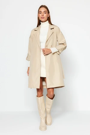 Trendyol Beige Water Repellent Long Trench Coat