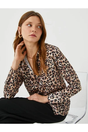 Koton Leopard Pattern Shirt Long Sleeved, Comfortable Cut