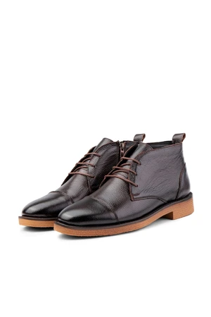 Ducavelli Birmingham Genuine Leather Lace-Up Zippered Anti-Slip Sole Daily Boots Navy Blue.