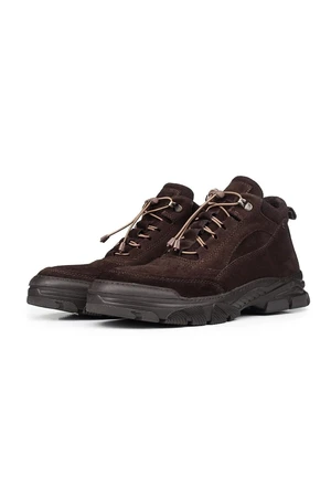 Ducavelli Army Genuine Leather Anti-Slip Sole Lace-Up Suede Boots Brown.