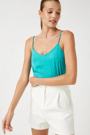 Koton Thin Straps Athlete V-Neck Satin Look.