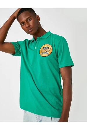 Koton College Embroidered Polo Neck T-Shirt