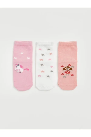 LC Waikiki Printed Baby Girl Sock Socks 3-Piece