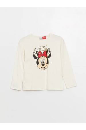 LC Waikiki Crew Neck Minnie Mouse Printed Long Sleeve Girls T-Shirt