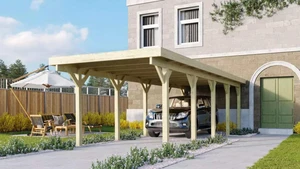 Dřevěný přístřešek / carport CLASSIC 3A s plechy Dekorhome