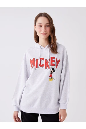 LC Waikiki Mickey Mouse Printed Long Sleeve Oversize Women's Hoodie