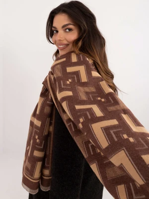 Dark brown and light brown women's scarf with fringe