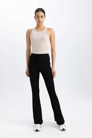 DEFACTO Fit Flare Fit Flare Leg Standard Length Ribbed Trousers