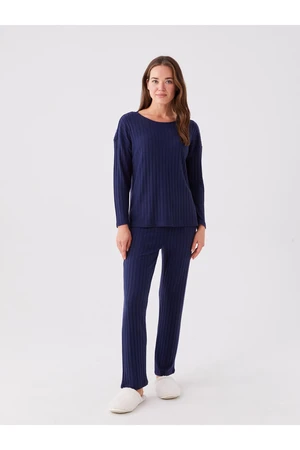 LC Waikiki Crew Neck Plain Long Sleeve Women's Pajama Set