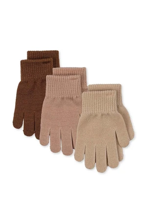 Dětské rukavice s příměsí vlny Konges Sløjd FILLA GLOVES 3-pack béžová barva, KS101220