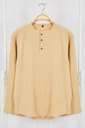 Trendyol Beige Relaxed Fit Linen Shirt