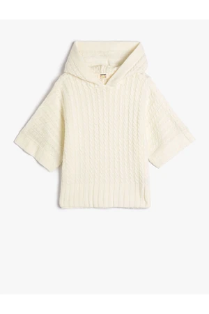 Koton Hooded Poncho Short Sleeve Knit Detail