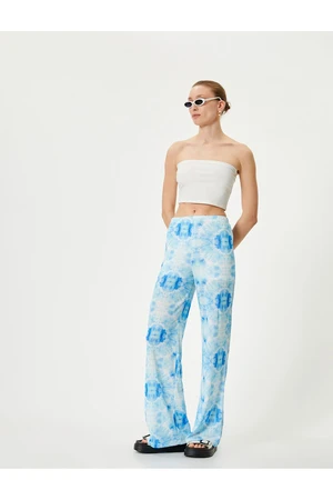 Koton Wide Leg Trousers Batik Patterned Normal Waist