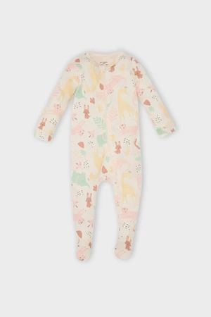 DEFACTO Baby Girl Newborn Safari Printed Jumpsuit