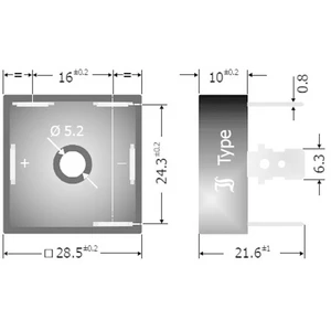 Diotec DB25-16 mostíkový usmerňovač D-63 1600 V 25 A trojfázový