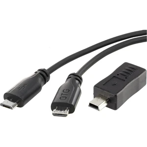 Renkforce #####USB-Kabel USB 2.0 #####USB-Micro-B Stecker, #####USB-Mini-B Stecker 15.00 cm čierna s funkciou OTG, Super