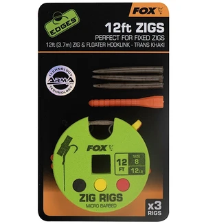 Fox návazec zig rigs 12 ft 3.7 m 3 ks háček 8 nosnost 12 lb