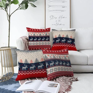 Súprava 4 vianočných žinylkových obliečok na vankúš Minimalist Cushion Covers Blue Nordic, 55 x 55 cm