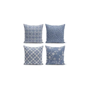 Súprava 4 dekoratívnych obliečok na vankúše Minimalist Cushion Covers Minimalist Drawing Blue, 45 x 45 cm