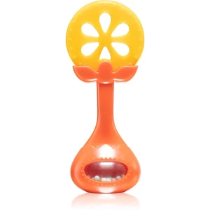 BabyOno Have Fun Teether kousátko s chrastítkem Juicy Orange 1 ks