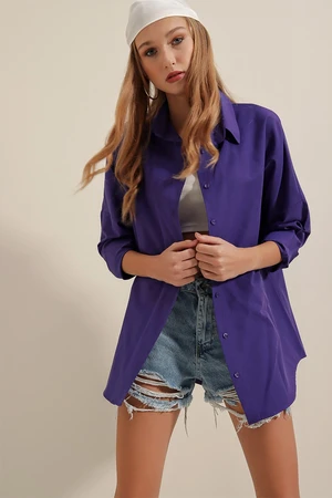 Bigdart 3900 Oversize Long Basic Shirt - Purple