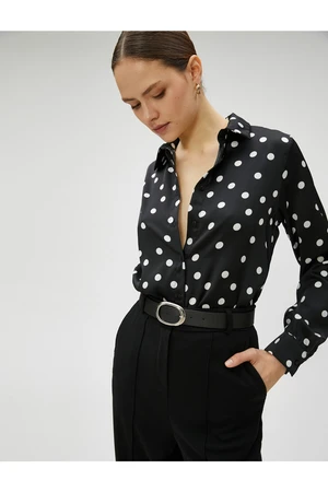 Koton Polka Dot Satin Shirt Long Sleeved